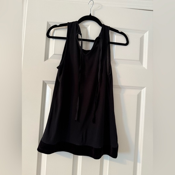 Loft | Black Lace Velvet Tie Back Top | Size XS - Picture 2 of 6